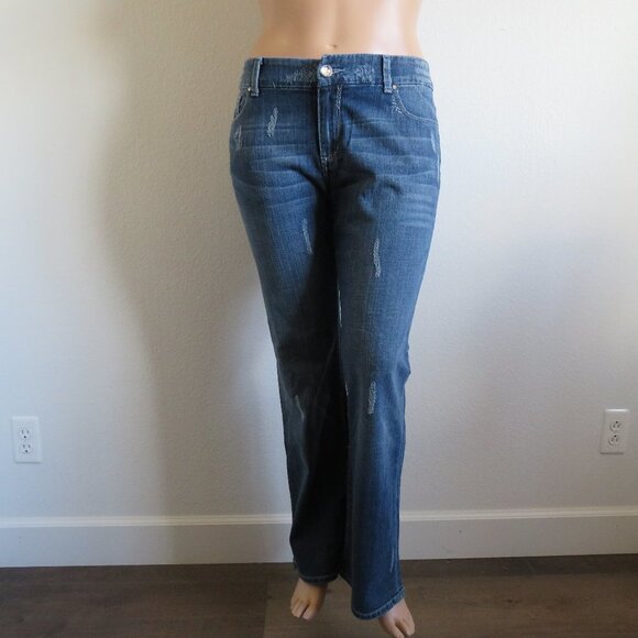 Seven7 Luxe Jeans Women's Distressed Rhinestone Embellished Bootcut Plus Size 18 - Picture 3 of 3